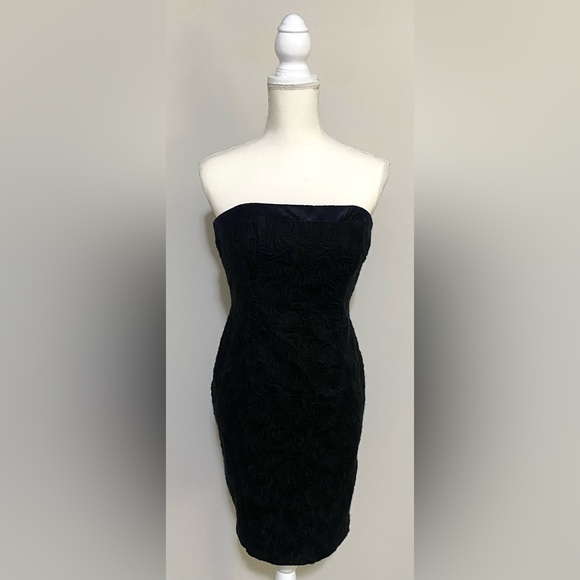 Lilly Pulitzer Womens 2 Solid Black Bowen Floral Strapless  Dress Classic Preppy - Picture 1 of 16